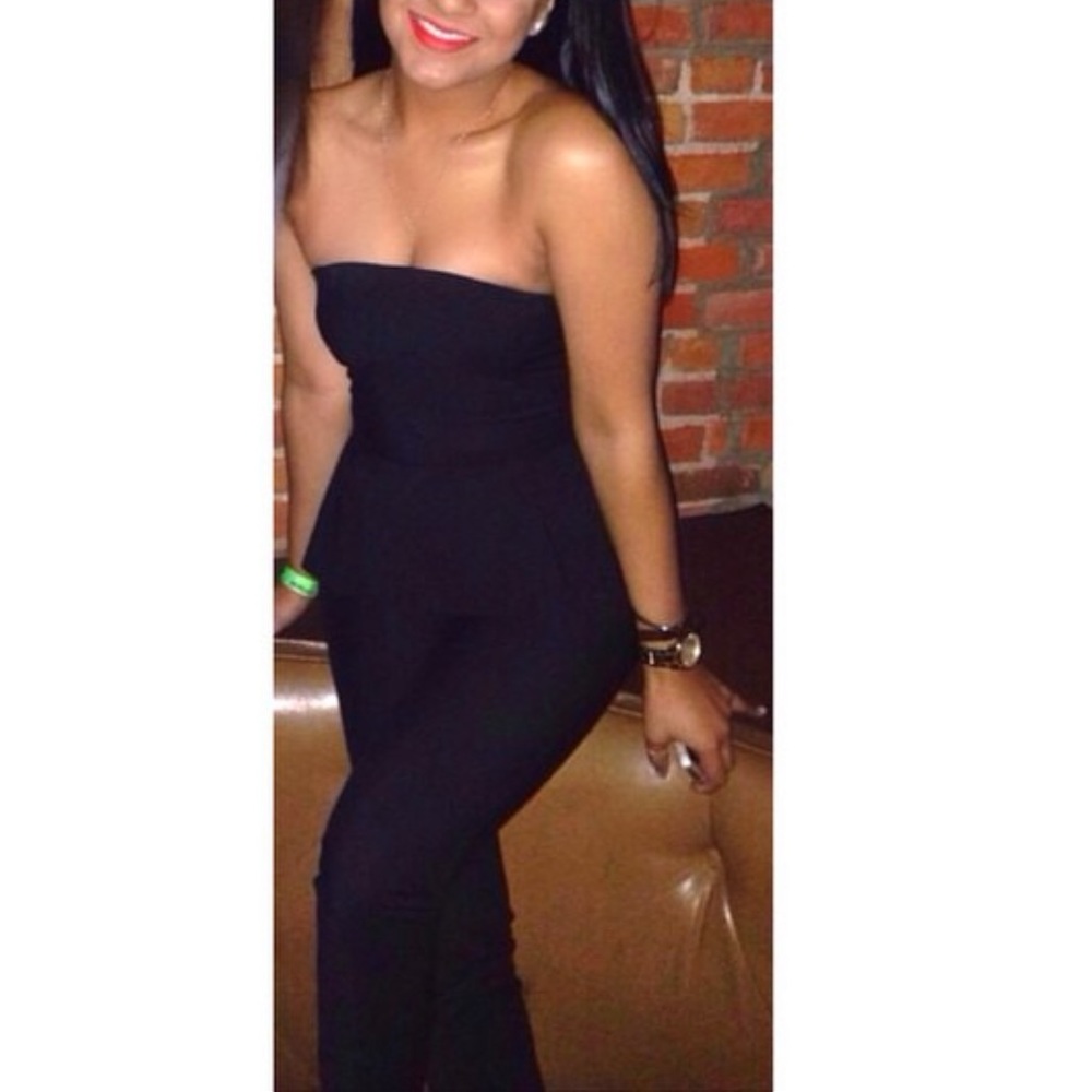 Zara black strapless jumpsuit